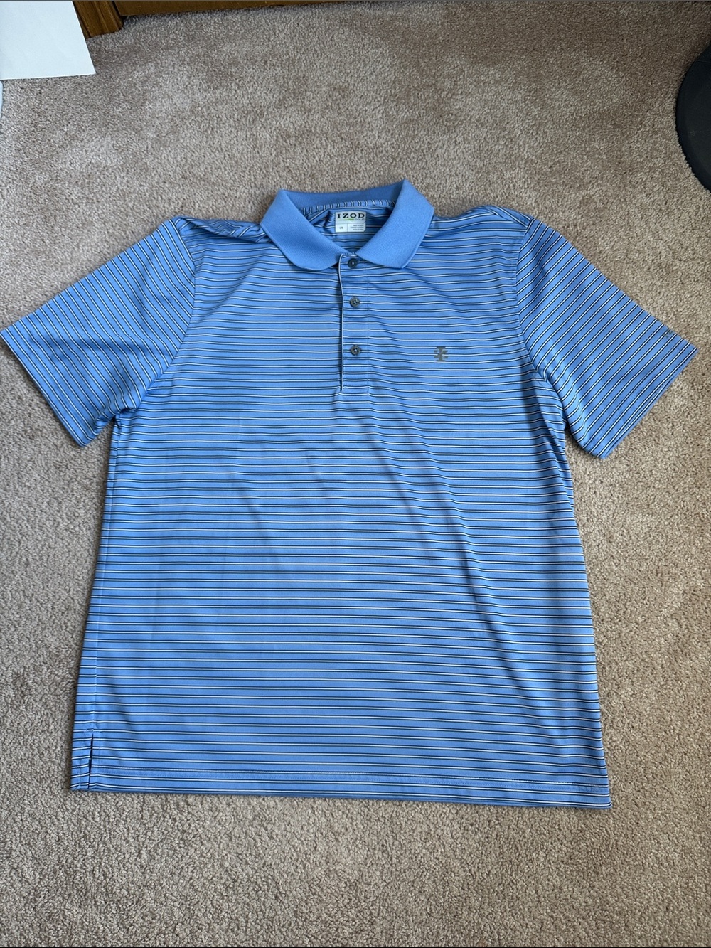 IZOD Men’s Golf Striped Light Blue Polo Shirt.